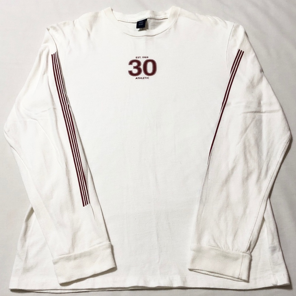 Vtg Gap Men’s L/S White T-shirt w/Arm Stripes - S